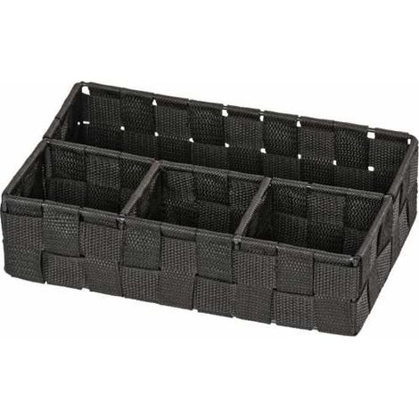 WENKO Organizzatore Bagno Adria piccolo, Contenitore per bagno con 4 scomparti, Polipropilene, 26x17x6.5 cm, nero (1/5)