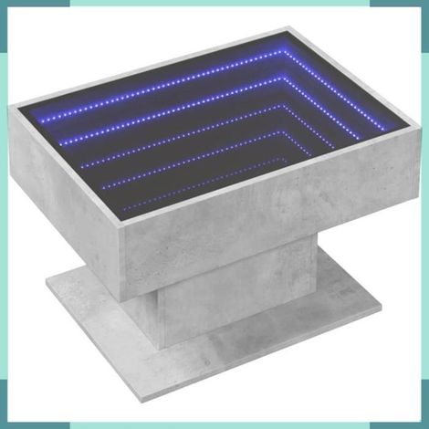 847535 Table basse avec LED gris béton 70x50x45 cm bois d'ingénierie (1/5)