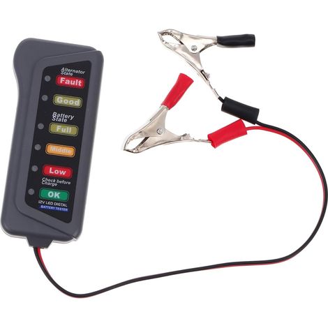 Testeur de batterie automobile, analyseur de charge pour alternateur, vérificateur de pile voiture, diagnostic générateur, fer gris, outil de contrôle de tension, accessoire auto.