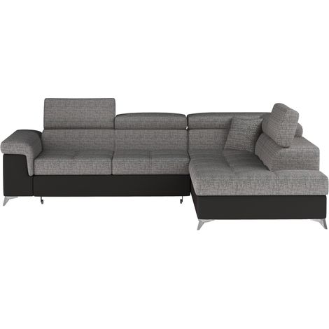 Canapé d'angle convertible PALAZZO 4 places gris et noir – angle droit avec 1 coussin (1/5)