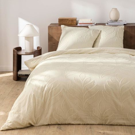 Housse de couette 240x220 + 2 taies tuftée ivoire (1/4)