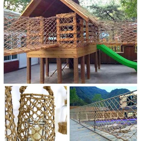 Filet Protection Chanvre Filet en Corde de Chanvre Enfants Cloison de Séparation Bâche de Protection Escalade en Plein Air Hamac Balançoire Clôture Intérieure Size:1 2m(3 7ft) (1/3)