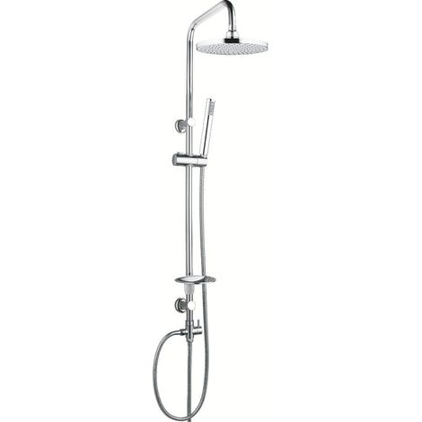 Colonna doccia attrezzata 025 ottone cromato soffione tondo doccetta materiale staffe a parete staffe in abs - pezzi 1