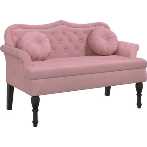 Banc avec coussins rose 120,5x65x75 cm velours (1/5)