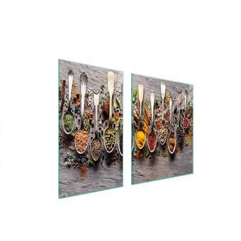 ASSIETTE EN VERRE et PLANCHE À DÉCOUPER 100x52 ÉPICES (1/5)
