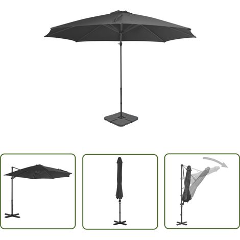 Parasol avec base portable - Parasol de Jardin Extérieur - Protection Solaire pour Jardin Patio Piscine - Anthracite HNDX925144 (1/5)
