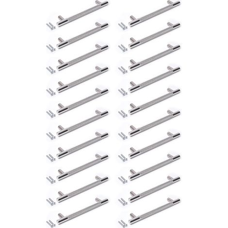 20x Poignée Meuble Inoxydable Poignee de Meuble Cuisine Espacement des Trous de 128mm Acier Brossé Poignée en T pour Porte d'armoire (1/5)