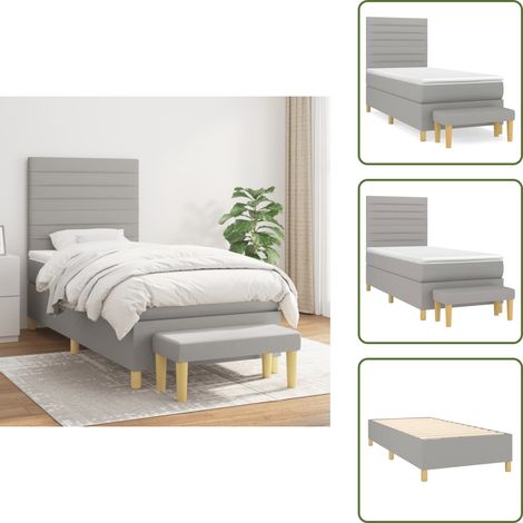Boxspringbett mit Matratze Hellgrau 90x200 cm Stoff - Boxspringbett - Doppelbett - Schlafsofa - Bettenrahmen - Bettzeug (1/5)