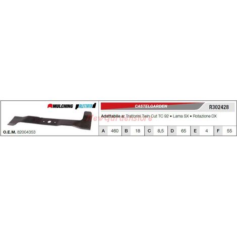 Lama CASTELGARDEN  trattorino tagliaerba rasaerba tosaerba TWIN CUT TC92 R302428