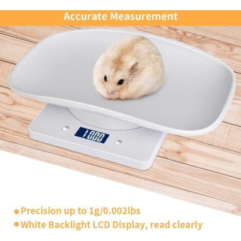 Bilancia digitale per animali domestici con schermo LCD, 4 modalità di pesatura (oz/ml/lbs/g), adatta per animali domestici e uso in cucina, pesa gatti, cani, cibo, capacità (1/4)
