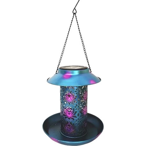 Dieser solarbetriebene, hängende Vogelfutterspender für den Außenbereich ist das ideale Geschenk für Vogelliebhaber (bunt, 1 Stück). (1/5)