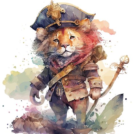 Papier peint panoramique Enfants - Lionceau pirate - 130 cm x 84 cm (1/2)