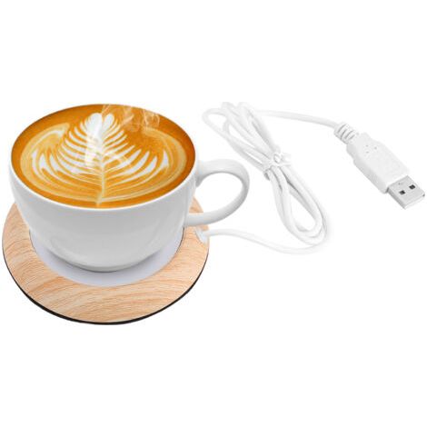 Pair - SJLERST USB Coaster Warmer, USB Wood Grain Cup Warmer Heat Beverage Mug Mat Office Tea Coffee Heater Pad (1/5)