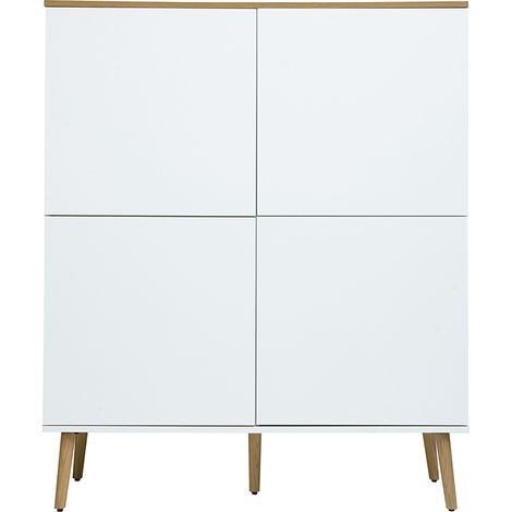 Aparador alto escandinavo acabado madera clara roble y blanco L110 cm ANDERS (1/5)