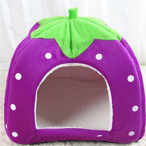 Lit Pour Animal De Compagnie - Tente Chaude Pliable En Peluche Courte - Abri Intérieur Pour Chats Et Chiens Jusqu'à 2 Kg - Dimensions Dépliées 26x26x28 Cm - 1 Pièce (1/5)