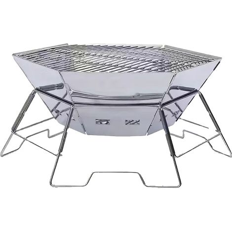 Parrilla para barbacoa, acero inoxidable, portátil y ligera. (1/2)
