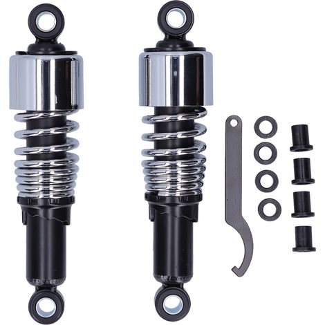 ZJchao Amortisseurs de Moto, Amortisseur de Moto de Suspension en Acier Inoxydable avec Accessoires de Montage pour Xl883 Xl883r 200r 200l (Noir + chromé)
