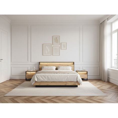 BOBOCHIC - Ensemble KYRIA avec Lit coffre + 2 chevets 160x200 (1/5)