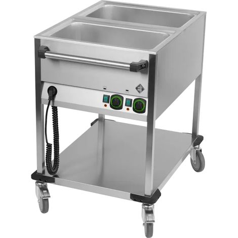Bain marie mobile électrique GN 2-1/1 commande sur le côté court avec étagère basse RM - BMPK 2120 - RM Gastro