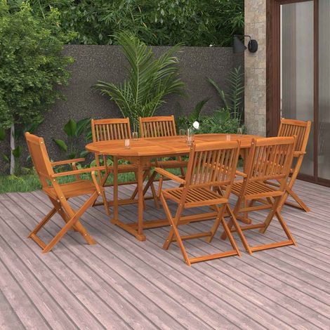 vidaXL Juego comedor de jardín 7 pzas madera maciza acacia 180x90x75cm (1/5)