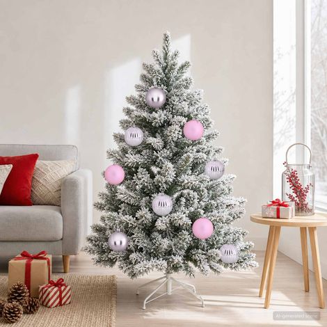 vidaXL Ensemble de boules de Noël XL 9 pc Rose Ø 15 cm Plastique (1/5)