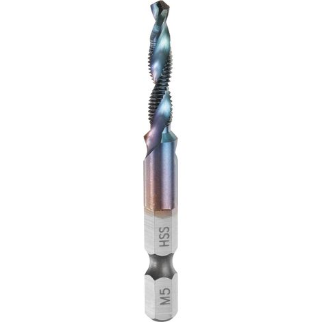 Foret et Taraud Combinés M5 x 0,8 Filetage 1/4" Queue Hex Hss4341 (1/5)