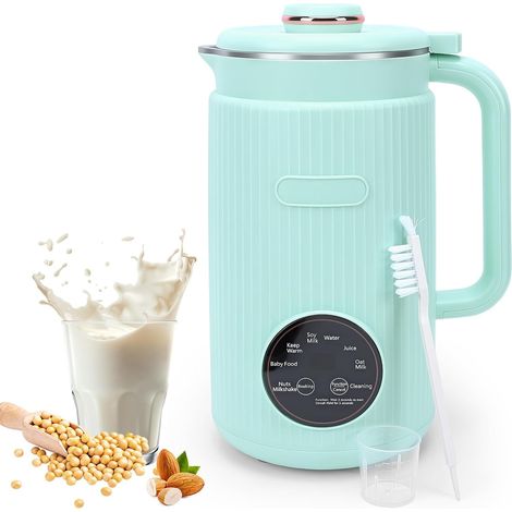Machine à Lait Végétaux, Machine à Lait de Noix Automatique 1200 ml avec Contrôle de la Température à 12 Lames, Machine pour Lait Végétal Fait Maison sans Lactose pour Avoine, Soja, Noix, Fruits Vert (1/5)