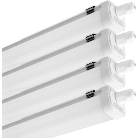 Arum Lighting – Lot de 4 réglettes LED étanches 120 cm 40W – IP65 – 4500 lumens – Lumière blanche froide 6000K – Interconnectables jusqu'à 6 unités