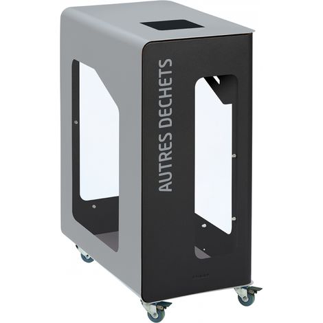 Borne de tri sélectif Cubatri Vigipirate à roulettes, sans serrure - autres déchets - 90l - gris manganèse / gris clair - RAL 9022 (1/3)