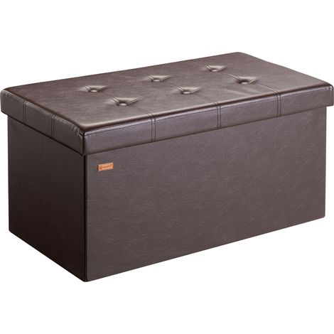 CASARIA® Foldable Ottoman Chest Bench with Padded Lid 100/131 Litres Capacity  L - Brown