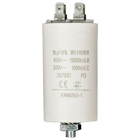 Condensador 18 uF 450 V Faston 1 uds. 18.0 uF Blanco (1/4)