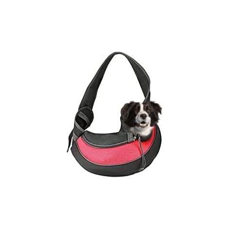 Tragetasche für kleine Hunde und Katzen, atmungsaktives Netzgewebe, freihändige Tasche, bis zu 10 Pfund, Geschenk (groß, rot) (1/5)