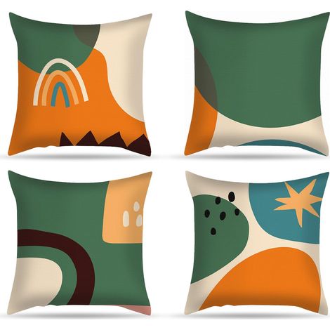 Fundas de cojín decorativas de lino de 45 x 45 cm para sofá, juego de 4, fundas de almohada cuadradas verdes para sofá, cama, dormitorio, sala de estar, hogar. (1/5)