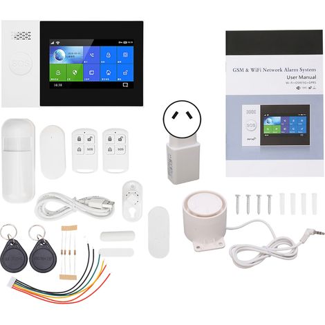 Écran tactile couleur 4,3 pouces WiFi GSM GPRS Alarme antivol sans fil contrôle à distance via APP système de sécurité intelligent pour TUYA 100-240V (prise AU) (1/5)