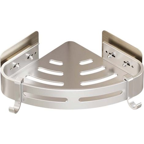 Étagère d'angle en aluminium pour salle de bain et cuisine, panier de rangement mural sans perçage, étagère de rangement pour salle de bain (1/5)