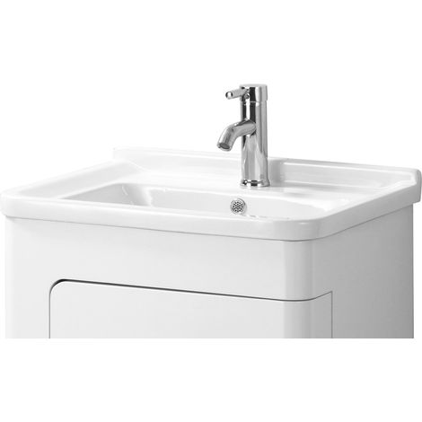 Premier Housewares Kitchen Sink White Bathroom Undersink Cabinet Ceramic Sink Storage Bathroom Durable Bathroom Sinks w60 x d48 x h24cm