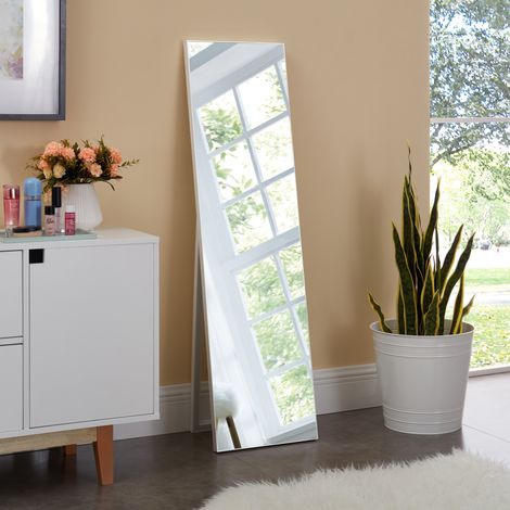 Specchio da Terra 'Barletta' a Figura Intera 150 x 35 cm Cornice Bianca [en.casa] (1/5)