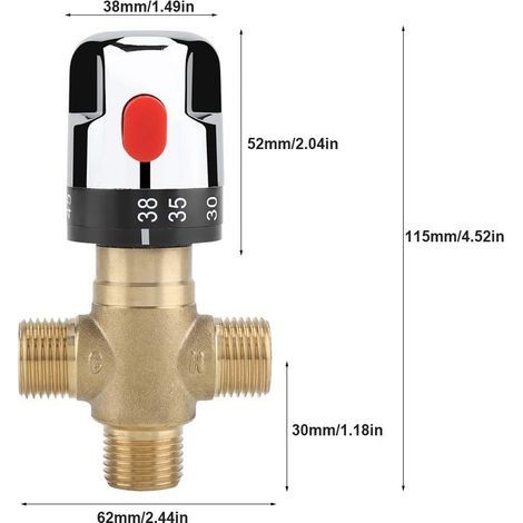 Thermostatmischer, 3-Wege-Thermostatmischer aus massivem Messing, Duschsystem, Temperaturregelventil für Warmwasserbereiter, Typ 3 (1/4)