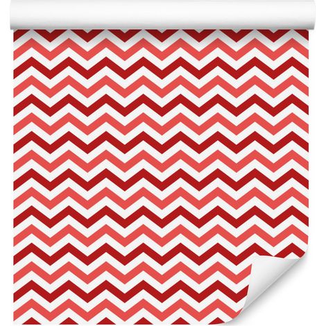 Papier peint corail et rouge à motifs en zigzag pour salon et chambre 50x1000 cm (1/5)
