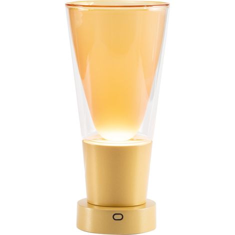 Zafferano Soffio Vase Lampada da Tavolo Portatile LedTouch Dimmer Oro Ambra (1/2)