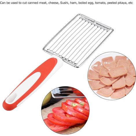 Cortador de huevos para almuerzo, acero inoxidable, almuerzo, cortador de fruta, almuerzo, queso, huevo cocido, jamón, tomates, serrado (naranja) (1/5)