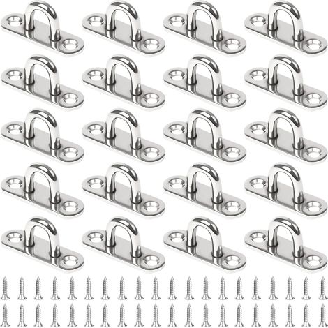 20 Plaques à œil, Acier inoxydable M5, 40 Vis incluses, Pour suspension lourde, Usage intérieur et bateau (1/5)