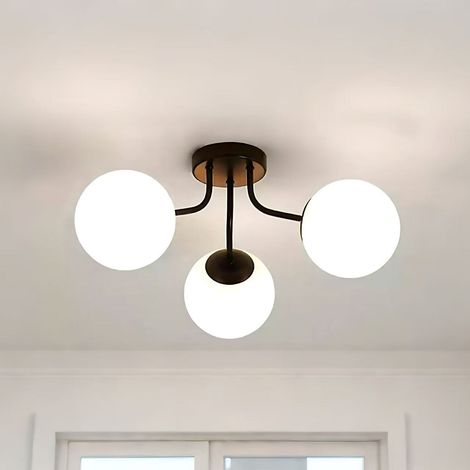 Plafonnier LED moderne, suspension minimaliste, lumière chaude 3000K, livré avec 3 abat-jour en verre, convient aux chambres et aux salons. (1/5)