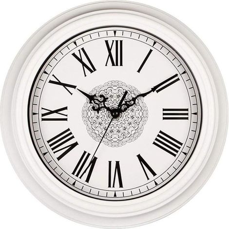 Horloge murale 30cm Chiffres romains Horloge de cuisine avec grand cadran Style européen classique blanc (1/4)