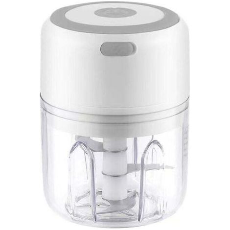 Mini hachoir à ail électrique, hachoir à nourriture, mini robots culinaires, mélangeur de nourriture de cuisine portable sans fil avec chargement USB, presse-ail puissant et facile à nettoyer (250 ml)