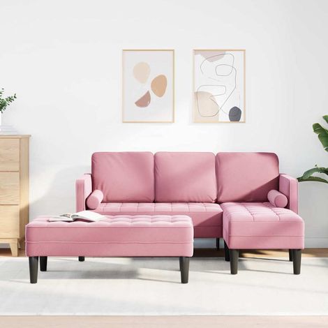 vidaXL Juego de Sofá 2 uds. Rosa Poliéster (1/5)