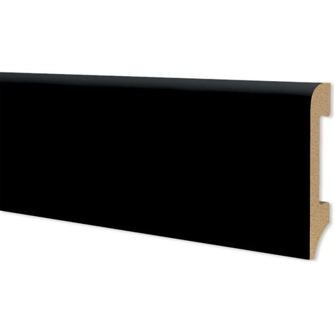 Battiscopa BC Spazzolato in POLIMERI EqualWood HI-TEC 75x14mm Nero, Bianco, Alluminio ecc. (prezzo al metro)-NERO