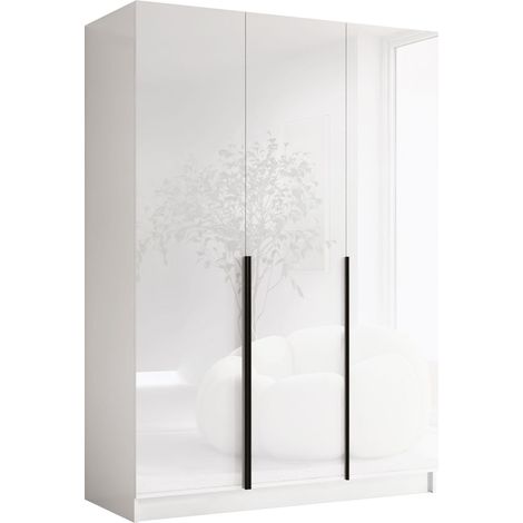 Armario Closico Decoron I, Blanco brillante + Negro, 215x150x58cm, Puertas de armario: Con bisagras, Número de estantes: 0