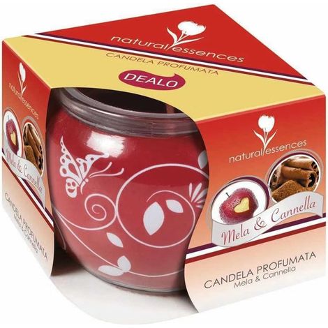 TrAdE Shop Traesio - Set 2pz Candela Profumata Fragranza Mela & Cannella In Vasetto Di Vetro Decorato 092681a -