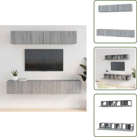 The Living Store Ensemble de meubles TV 5 pcs Sonoma gris Bois d'ingénierie - Meuble mural (1/5)